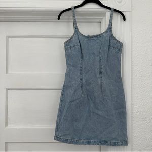 john galt/brandy melville light wash fitted denim dress